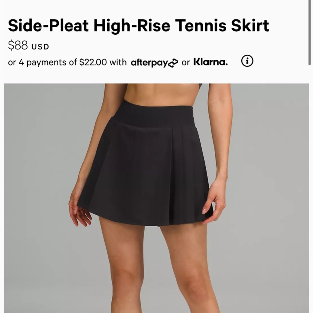 Lulu lemon black pleated skirt